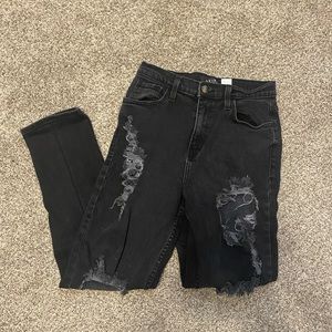 Akira Black Ripped Mom Jeans